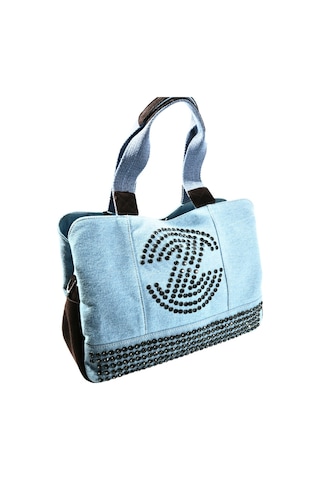 Biem Accessory Biem Açık Mavi-kahve Denim Salaş-retro Taş Trok Döşemeli Çok Gözlü Çanta Çok Renkli