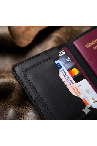 Parla Leather Pasaport Cüzdanı Kılıfı Kişiye Özel V3 Hakiki Gerçek Deri Kılıf Kadın Erkek SİYAH