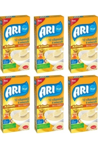 Arı Kahvaltı 12 Vitaminli 6 Mineralli Sütlü Ballı İrmikli 6+ Ay Pirinç Unu 6 x 250 G