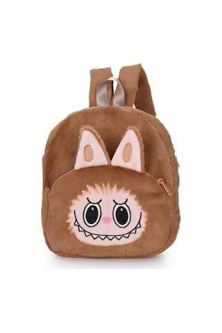 Samdoo Küçük Çocuklar İçin Yumuşak Plüş Masaüstü Figür Çift Omuz Çantası - Kahverengi Haki