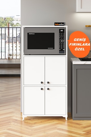 Ae-2065 Nergis Beyaz Çok Amaçlı Mutfak Dolabı&banyo Dolabı, 4 Kap