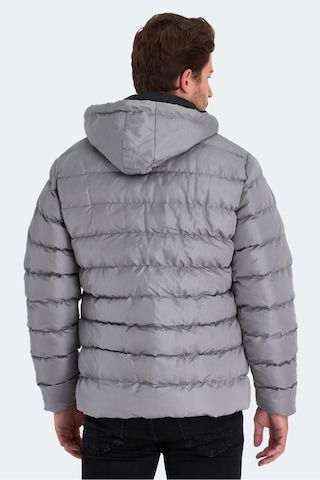 Slazenger Salıne Erkek Kapüşonlu Şişme Gri Mont & Kaban Gri