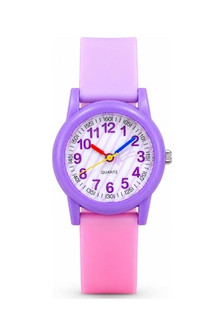 Kuyruk Yıldızı Desenli Kız Çocuk Kol Saati Pembe Mor Analog Saat St-304410 Beyaz
