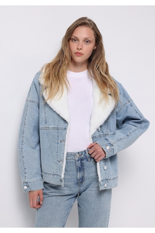 Colins Oversize Fit Fermuarlı Astarsız Kadın Mavi Ceket Cl1076057 Q1.v1 Dn44489 Denim