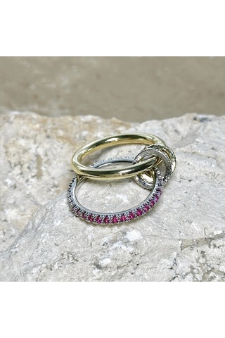 2'li Gold-pembe Yüzük Çok Renkli