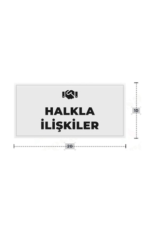 Halkla İlışkıler Yazılı - Metal - Beyaz Renk - Kapı İsimliği - 20x10 Cm