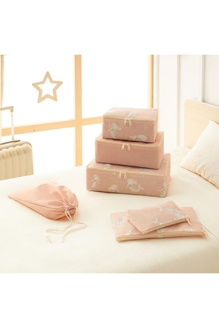 Ocean Home Textile 6'lı Çocuk Odası Deniz Kızı Bavul İçi Düzenleyici Set 50cm