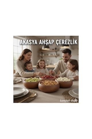 Ahşap Atölyesinden Kalitesiyle Ahşap Küçük Boy Tasarım Organik Çerezlik Kase 1 Adet Kahverengi