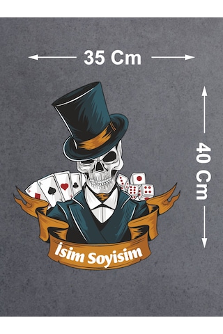 Kişiye Özel Kumarbaz Kurukafa Sticker - İskanbil Poker Kumar Sticker - Araba Oto Motosiklet Karavan Cam Sticker - 00092 40x35 Cm