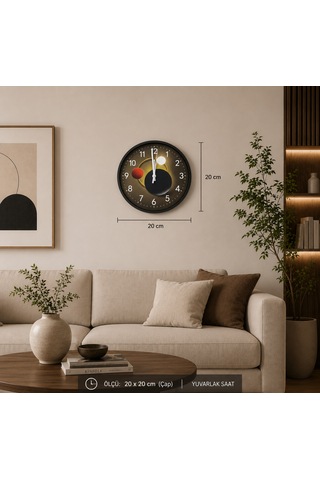 Galaksi Işıklı 20x20 Cm Dekoratif Duvar Saati Siyah