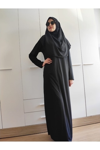 Tek Parça Namaz Elbisesi (Siyah) Siyah