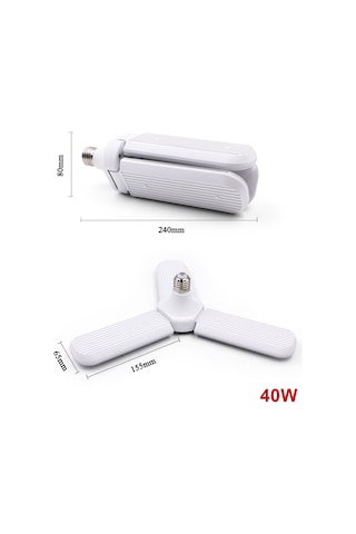 Yeni Nesil Pervane Led Ampul 3 Kol Katlanır 40W Led Pervane Ampul
