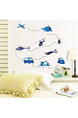 Uçak Uçak Duvar Sticker Çevre Koruma Su Geçirmez Taşınabilir Ev Dekorasyonu Vinil Çocuk Odası Çıkartması 80 105 Cm Şeffaf