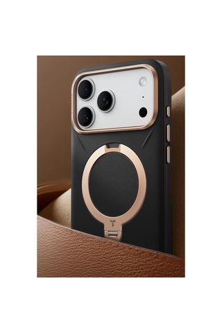 Torras Apple iPhone Uyumlu 17 Pro O Stand Spin Vegskin Serisi Magsafe Kılıf Siyah