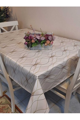 Elyaflı Pvc Masa Örtüsü Modern, Dayanıklı, Silinebilir Ve Şık Görünüm Mrl205 Bej