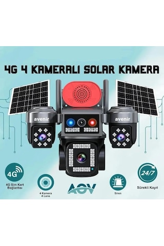 Avenir Av-s445 8mp 4 Kameralı Solar Ptz 4g Sim Kartlı Kamera