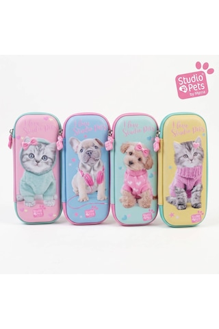 Bakgelal Studio Pets 3d Kabartmalı Kalem Kutusu Kedi Köpek Desenli Fermuarlı Okul Kalemliği Küçük - 9026034791777 Açık Mavi