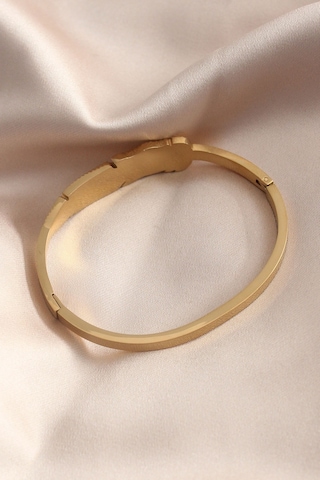 Yaprak Model Zirkon Taş Detay Kelepçe Kadın Bileklik Gold Renk Çok Renkli