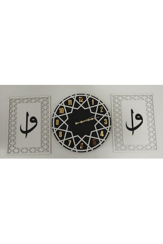 Duvar Saati - Elif-vav Duvar Süsü 3 Lü Set Çok Şık 40 120 Renkli