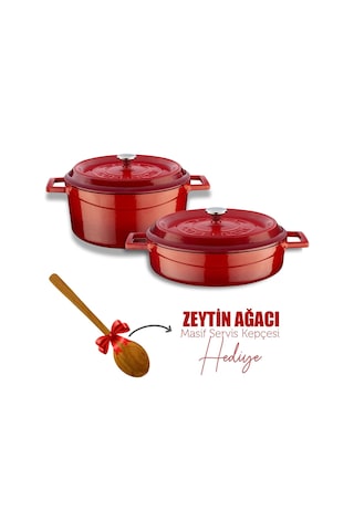 Lava Döküm Yuvarlak Derin ve Sığ 5 Parça Tencere Seti
