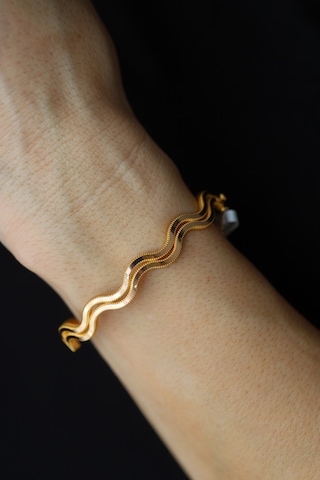 Yenigün Kuyumculuk 14 Ayar Altın İkili Zikzak Ajda Görünümlü Kelepçe Klp31874 Sarı Altın