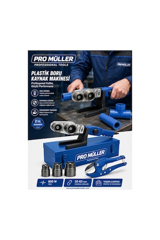 Pro Müller Profesyonel Metal Mini Çantalı Pvc Plastik Boru Kaynak Makinesi 800w + Makas Pro Müller Profesyonel Metal Mini Çantalı Pvc Plastik Boru Kaynak Makinesi 800w + Makas