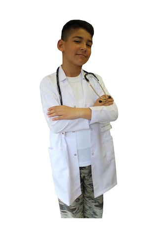 Erkek Çocuk Doktor Önlüğü 2 -15 Yaş Aralığı Beyaz Önlük