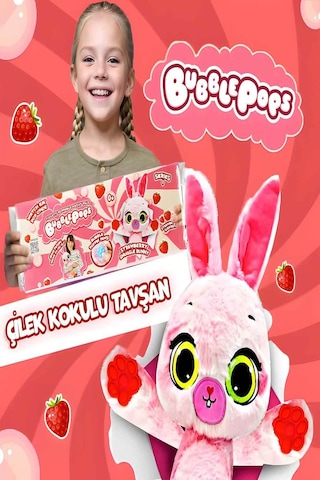 Bubble Pops Strawberry Snuggle Bunny: Kokusuyla Büyüleyen Şişme Peluş Tavşan