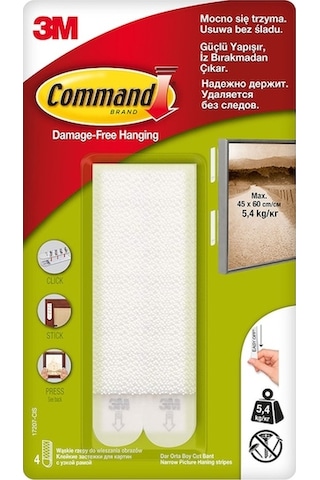 3M Command 17207 Cırt Bant Dar Orta Boy