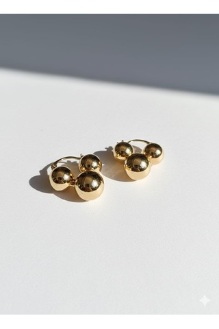 Özel Kaplama Gold 3 Lü Top Küpe Altın