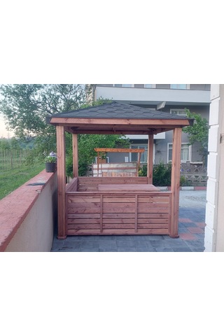 Maun Ahşap Kamelya Pergola Bahçe Oturma Alanı