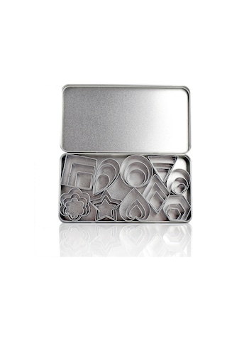 Yuntech01 430 Çelik Malzeme 24'lü Pasta Kalıbı Seti - Kalp Kurabiye, Yıldız Şeker Ve Meyve Kesici - Demir + Deri Kutuda Diğer