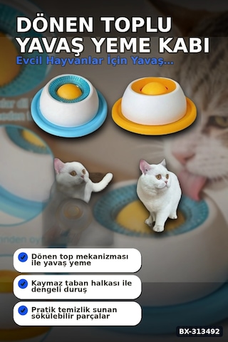 Dönen Toplu 15 Cm Yavaş Yeme Kabı - Sıvı Mama Ve Ödül İçin, Kedi Köpek Aksesuarı Bx-313492