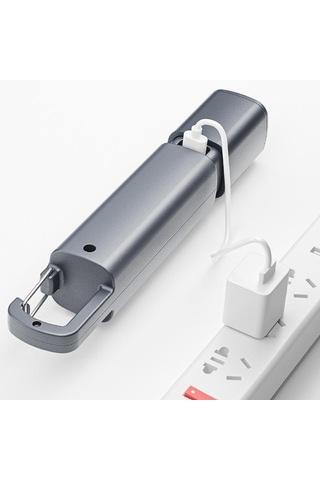 Led Meşale Işığı Xpe Süper Parlak El Feneri Kanca İle Kamp Işık Usb Şarj Edilebilir Zumlanabilir Su Geçirmez Dış Mekan Çalışma Işıkları Siyah - Gri