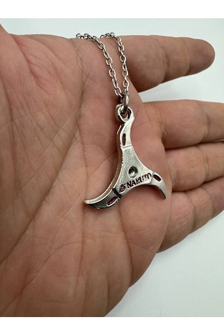 Naruto Anime Kırmızı Yazılı Ninja Yıldızı Figürlü Unisex Kolye Metal Zincirli Çok renkli