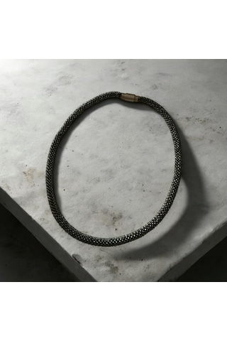Chichibeads Işıltılı Siyah Bohem Kolye Gümüş - Gri - Siyah