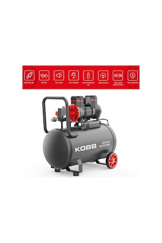 Kobb KBK50S 2.0 Hp 50 L 8 Bar Yağsız Sessiz Taşınabilir Hava Kompresörü