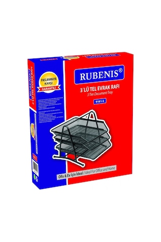 Evrak Rafı Metal Perforeli 3 Lü Siyah 9181 1 Paket 12 Adet