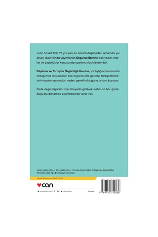 Düşünce Ve Tartışma Özgürlüğü Üzerine - John Stuart Mill - Can Yayınları