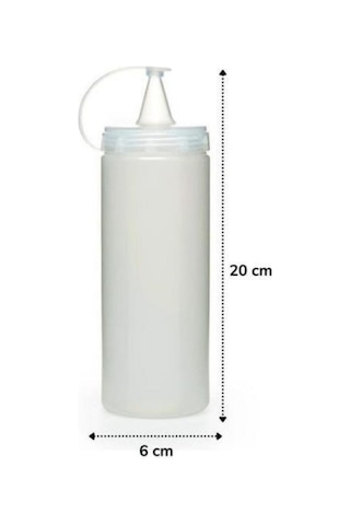 Ollevra Sızdırmaz Şeffaf Kapaklı Yağlık Sosluk Şişesi Plastik Yağdanlık 400 Ml Ap-9028 Beyaz