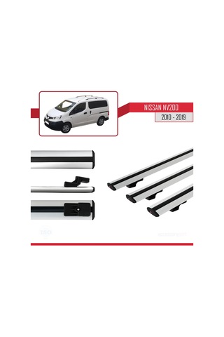 Nissan Nv200 2010-2019 Arası İle Uyumlu Basic Ara Atkı Tavan Barı Gri 3 Adet Bar
