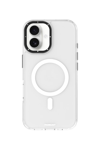 Apple Uyumlu iPhone 16 Kılıf Magsafe Şarj Özellikli Cam Arka Yüzey Tpu Youngkit Gemstone Serisi Kapak Şeffaf