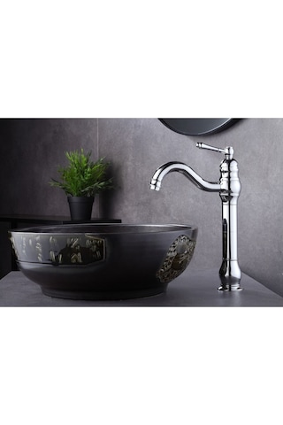 İsaoğlu Yapı Gümüş Çanak Lavabo Bataryası Krom Lavabo Musluğu Polina Çanak Armatür Banyo Bataryası Gümüş