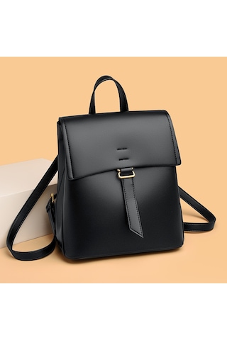 Kadın Sırt Çantası Moda Renk Blok Tasarım Kadın Okul Çantası Kapaklı Öğrenci Sırt Çantası Günlük Seyahat Sırt Çantasısiyah Diğer