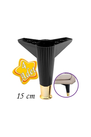 4 Adet Golden Ayak 15 Cm Siyah Altın Gold Mobilya Kanepe Sehpa Ünite Koltuk Ayağı Baza Ayak Ayakları