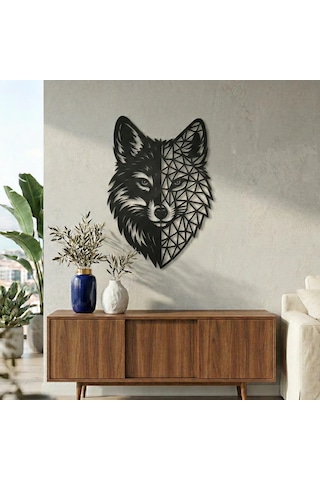 Geometrik Kurt Duvar Tablosu Mdf Lazer Kesim Modern Duvar Süsü Minimal Hayvan Figürlü Dekor