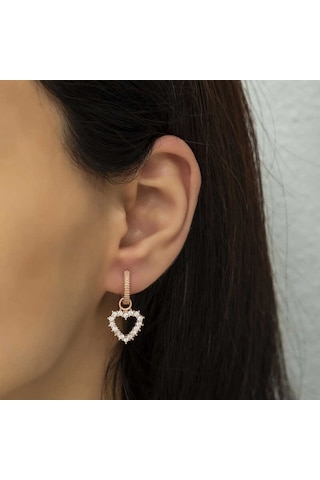 Gümüş Halka Kalp Küpe 14 MM Gümüş