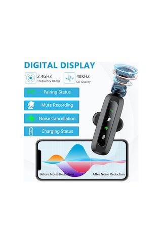 İphone/android Uyumlu Telefon İçin Kablosuz Mikrofon Mini Mikrofon, Led Ekran