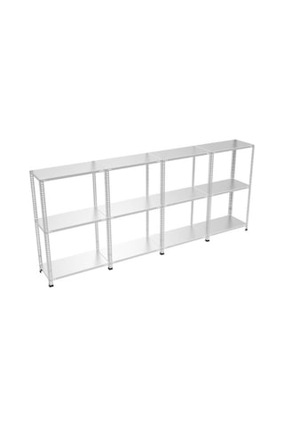 Raf Burada  3 Katlı 4'lü Galvaniz Çelik Raf - Depo, Arşiv, Kiler, Dosya, Market Rafı-31x93 cm-200 cm-1.50 mm