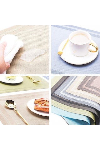 1/4/6/10 Adet Modern Zarif Pvc Placemat Yemek Masası Mat Cafe Kaymaz Sıcak Placemats Kase Ped Bardak Mat Masa Bardak Bej